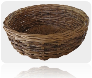 round fruit basket banana leaf
